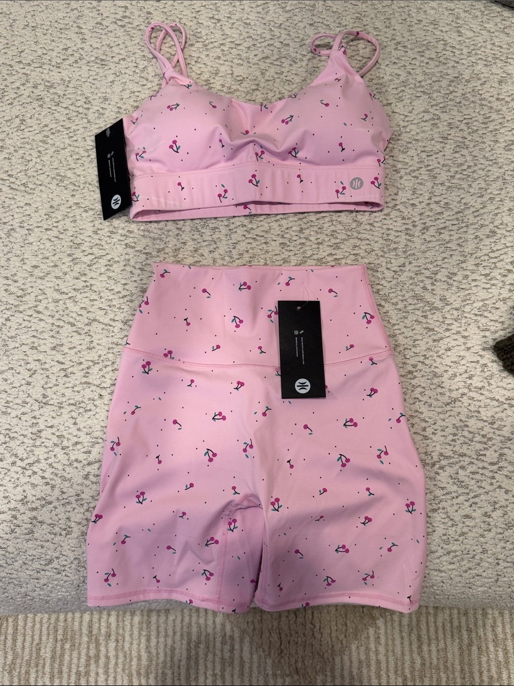 Pink Floral-Print Athletic Shorts — Women's High-Rise Workout Shorts